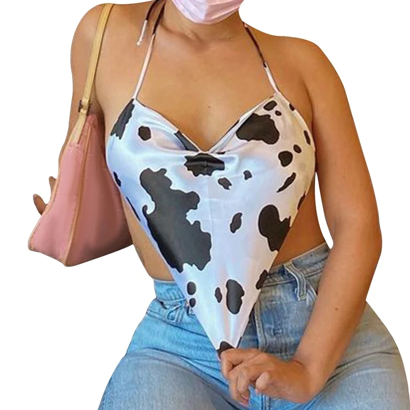 

2021 Summer Women Fashion Satin Halter Crop Tops Sleeveless Backless Bandage Bow Tie Up Tanks Top Female Vest Cropped Streetwear