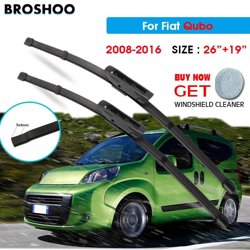 

Щетка стеклоочистителя автомобиля для Fiat Qubo 26 "+ 19" 2008-2016 Авто Стеклоочистители для лобового стекла лезвия для мытья окон подходит для U Hook Arms