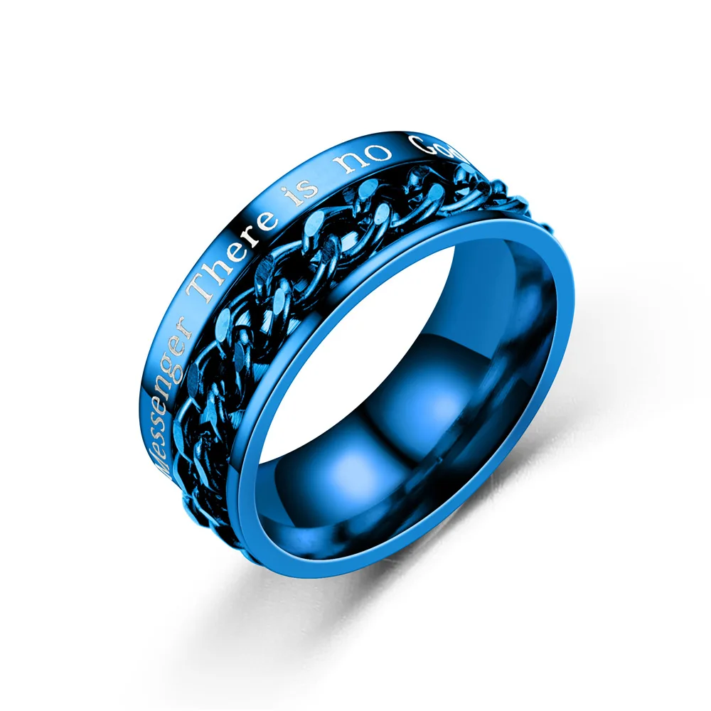 

New Men's and Women's Popular Trend Letter Chain Titanium Steel Rotatable Cable Chain Ring