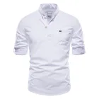 Рубашка AIOPESON мужская с длинными рукавами, блуза из 100% хлопка и льна, брендовая однотонная, весна