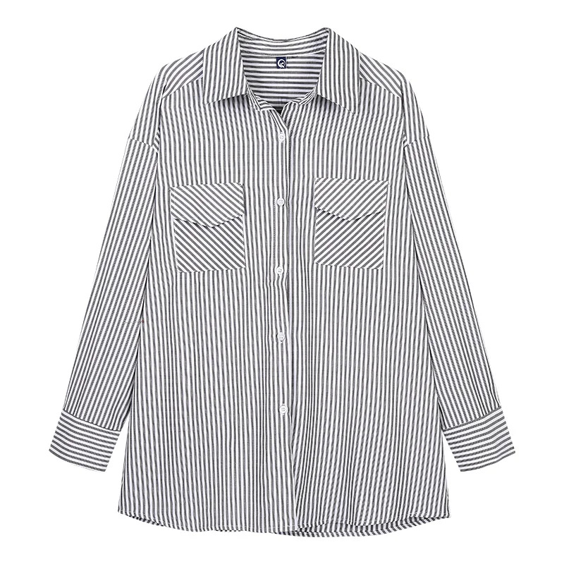 Рубашка в полоску Женская демисезонная дизайнерская рубашка Новый Топ с длинным