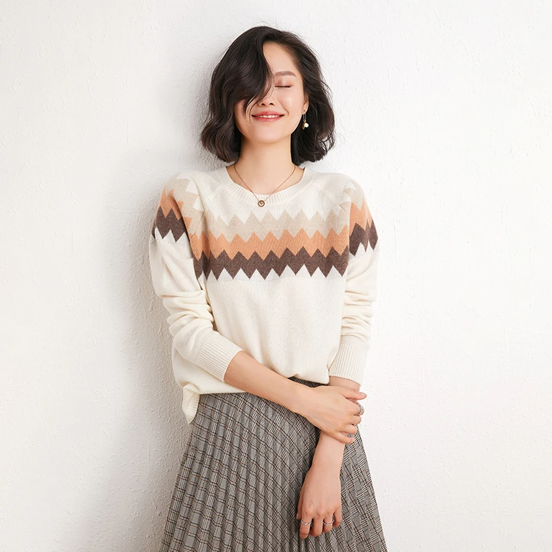 Autumn Winter Female Long Sleeve Sweater Thickening Warm Women 100% Cashmere O-neck Sweater Women's Knitting Jumper Sweater