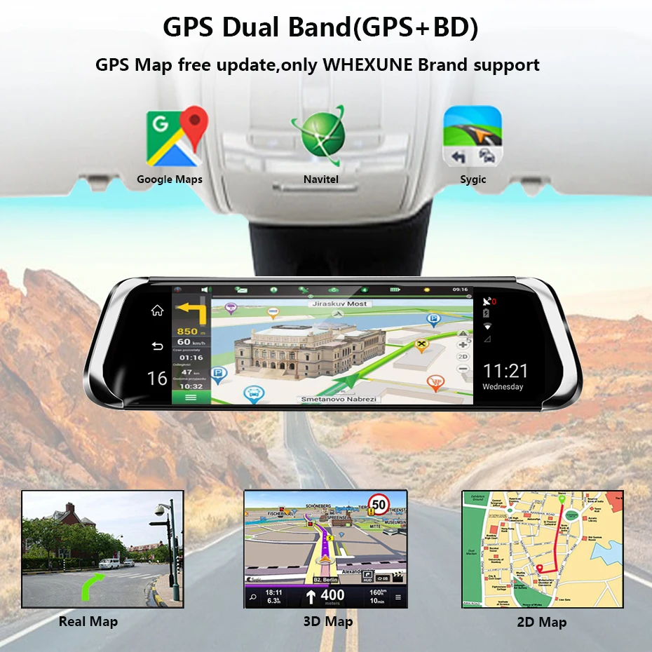 Зеркало видеорегистратор QUIDUX 10 дюймов 4G Android 5 1 Wi Fi ADAS GPS FHD 1080P|Видеорегистраторы| |