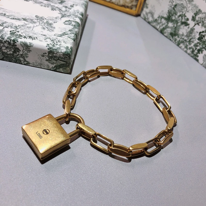 

New Lock Bracelet for women Bronze personality hip-hop luxury romantic charms bracelet jewelry holiday gift