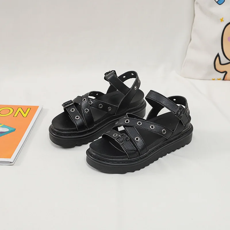 

Summer Ladies Fashion Non-slip Roman Woven Hollow Sandals Soft Bottom Non-slip Ladies Sandals Buckle Comfortable Women's Shoes