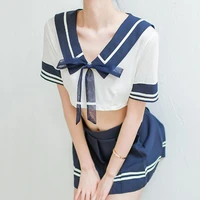 x3ue womens sexy schoolgirl uniform lingerie set crop top mini skirt sailor nightwear