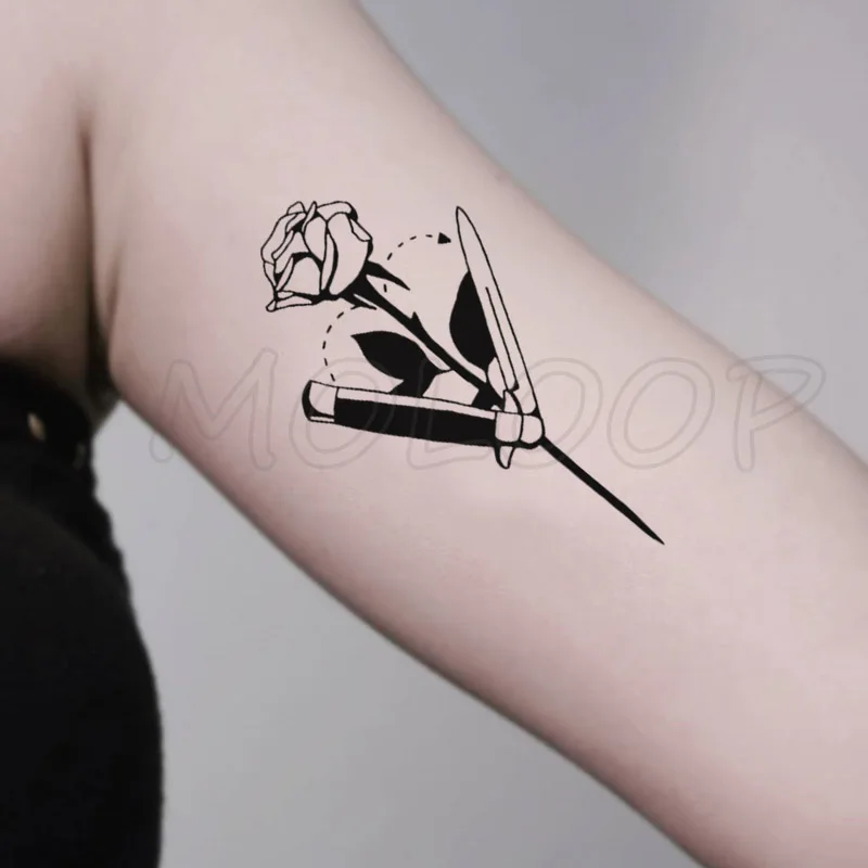 

Waterproof Temporary Tattoo Stickers Rose Dagger Flower Arrow Small Size Tatto Flash Tatoo Fake Tattoos for Kid Girl Women