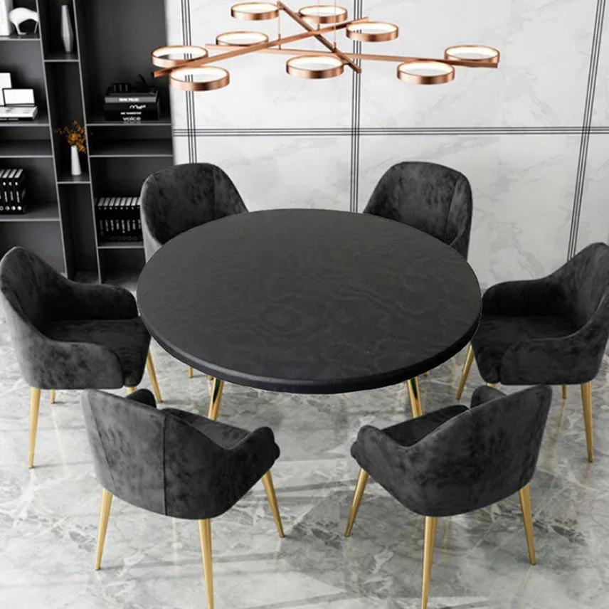 

Tablecloth Elastic Solid Round Country Wedding Decoration Table Cover Waterproof Oil-proof Simple Centerpiece Decorative Hotel