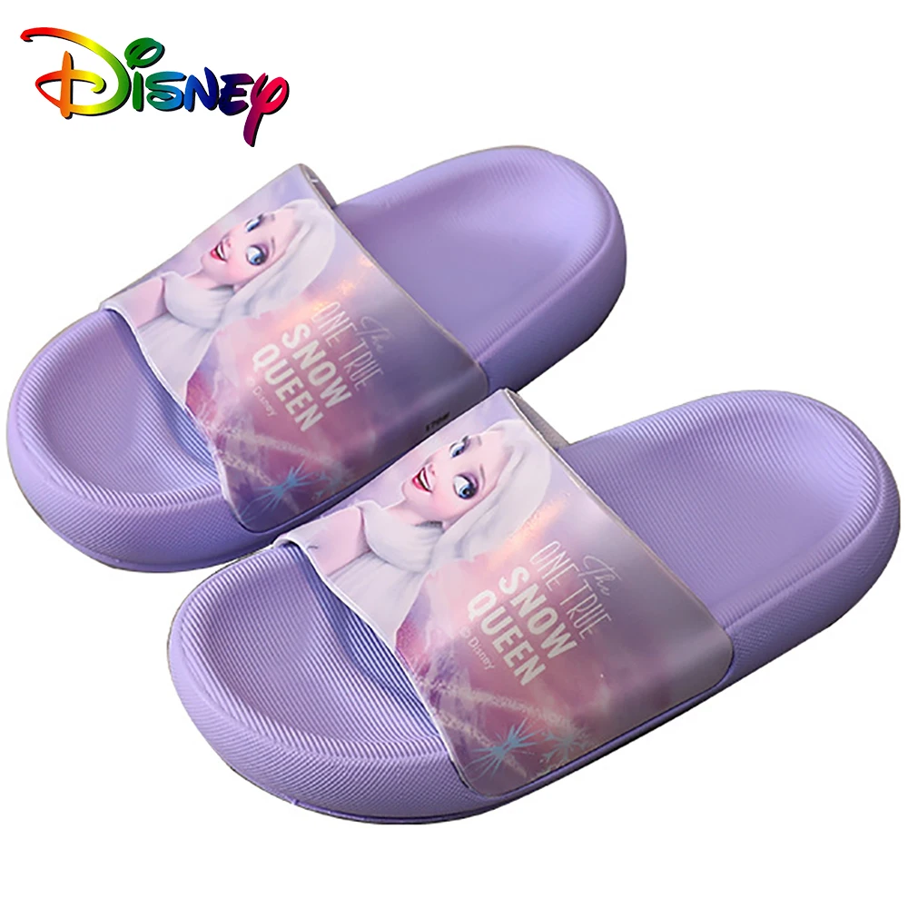 

Шлепанцы детские для девочек Disney, пляжные брендовые сандалии для детей, летняя повседневная обувь из мягкого ПВХ на плоской подошве