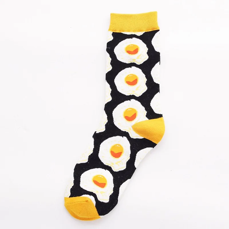 White Fashion personality funny long socks ladies casual warm long cotton happy pop hip hop style street tide avocado egg couple socks - Color: White