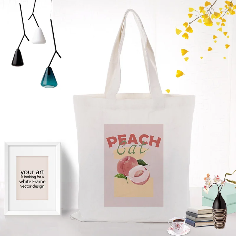 Honey peach, Холщовая Сумка, сумка для покупок, на заказ, с принтом логотипа, текст, сделай сам, для ежедневного использования, экологическая, многоразовая утилизация