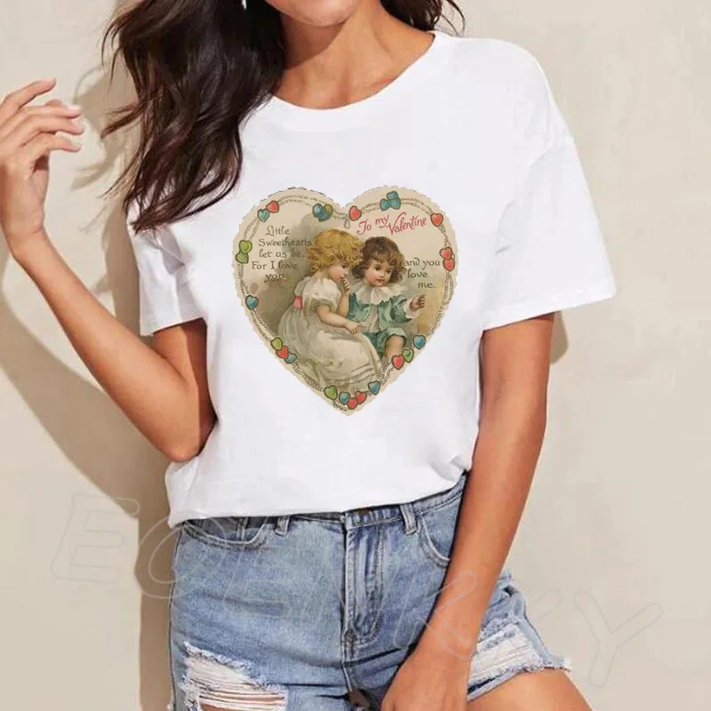 

Милые маленькие возлюбленные летние трендовые футболки с рисунком сердца Mujer размера плюс Harajuku забавная футболка для девочек эстетические ...