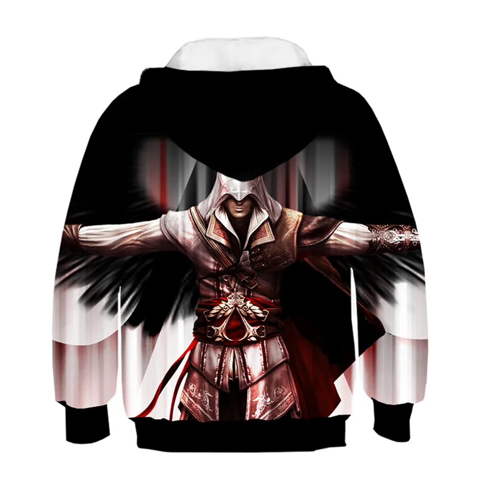 От 4 до 13 лет года, уличная одежда с 3D капюшоном Assassins Creed, толстовка для мальчиков и девочек, детский пуловер в стиле хип-хоп, толстовка с капюшоном
