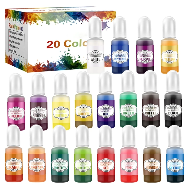 

20 Colors Epoxy Resin UV Glue Crafts Pigment Bright Color Non Odor Material Manual Jewelry Pendant DIY Art Crafts Decorations