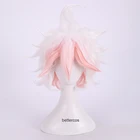 Парик для косплея Danganronpa Dangan Ronpa Nagito Komaeda короткий градиентный белый розовый кудрявый термостойкий синтетический парик + парик Кепка