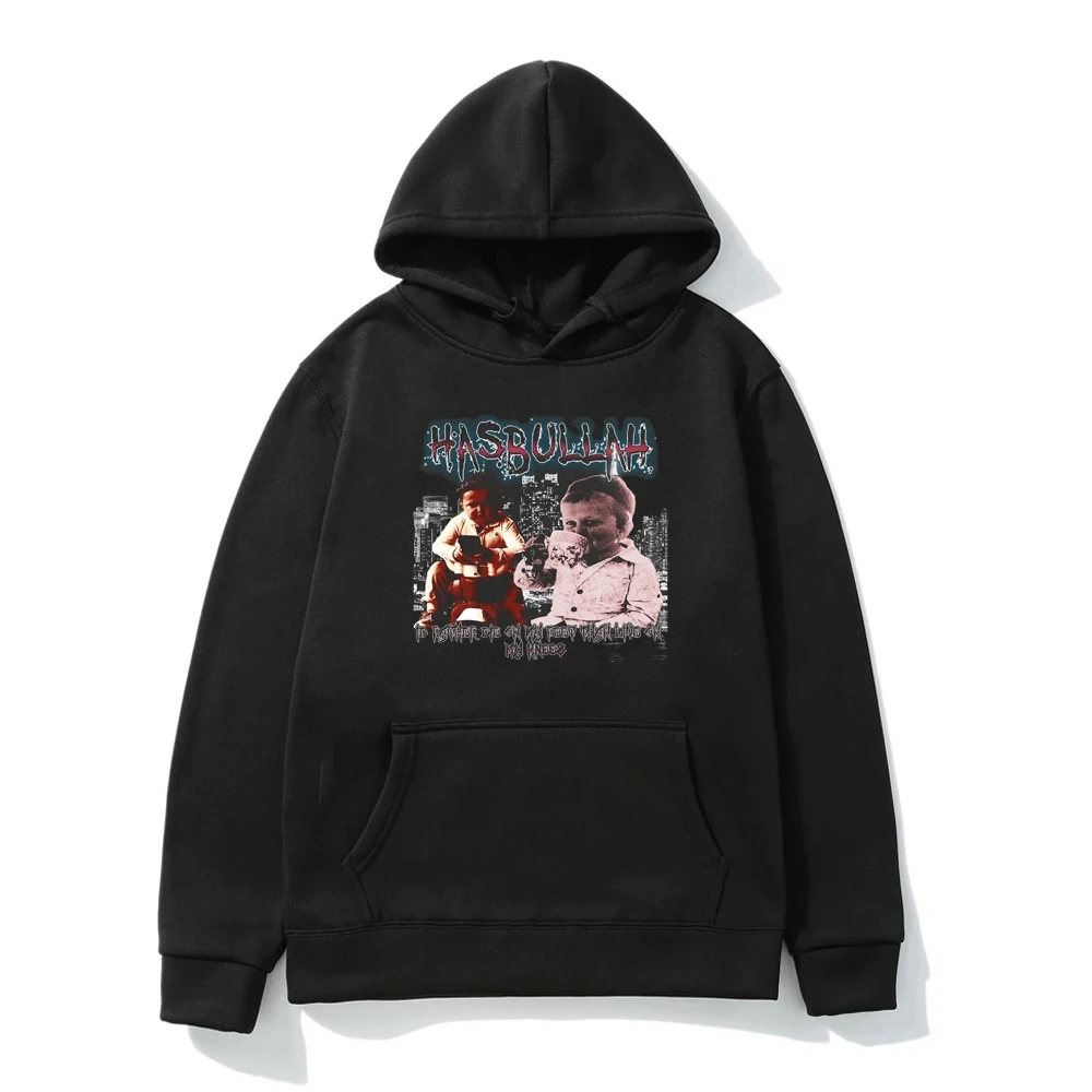

2021 Hot Hasbulla Fighting Meme Mini Khabib Blogger American Retro Classic Hoodie Men's Clothing Winter Polar Fleece Sweatshirt
