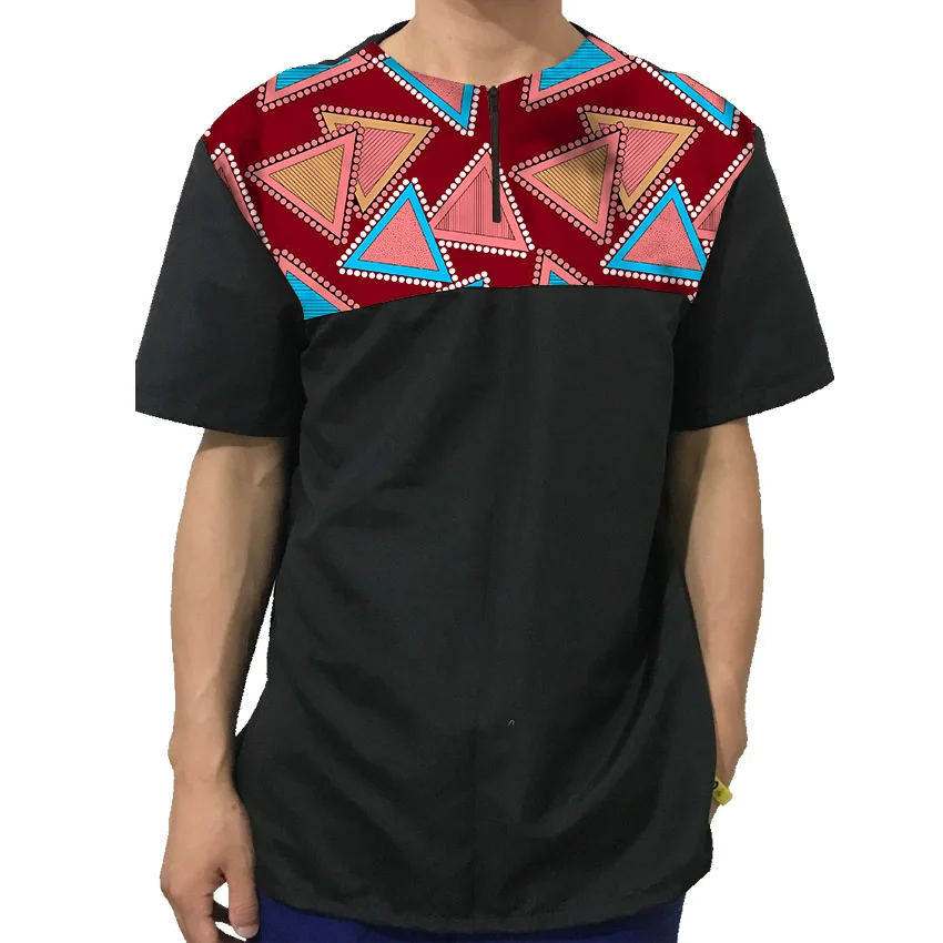 Африканские топы для мужчин с круглым вырезом коротким рукавом Дашики