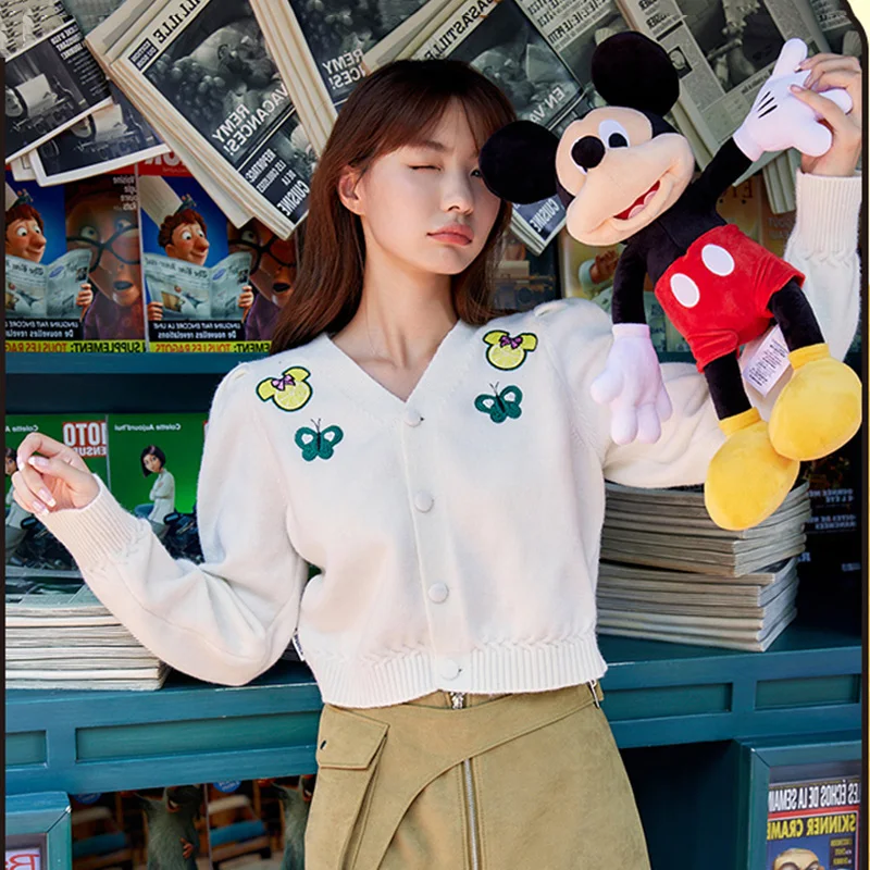 

2022 Spring And Autumn New Women Printed Short Knit Cardigan Fashion Casual Ladies Long-sleeved V-neck Sweater Top