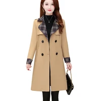 new 2021 spring autumn long windbreaker outerwear women casual trench coat double breasted plus size overalls overcoat khaki 4xl