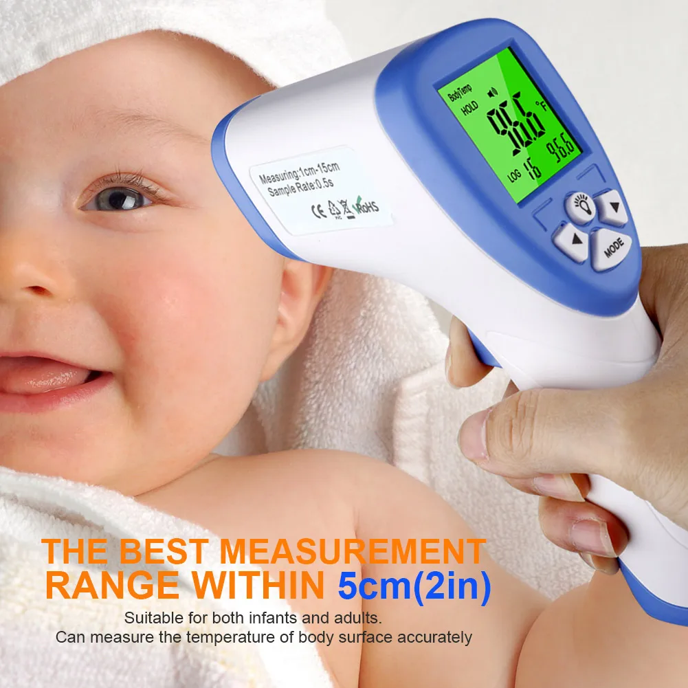 Бесконтактный инфракрасный термометр для лба ABS взрослых и детей с ЖК дисплеем