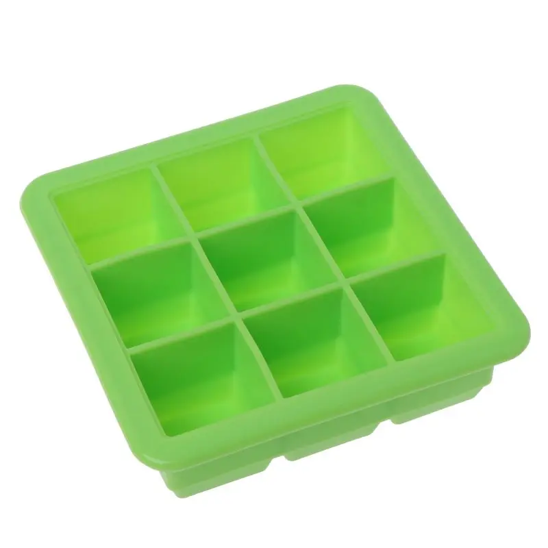 

H7JC 9 Grids Ice Cubes Tray Ice Cube Soft Silicone Mold Storage Containers Heat Cold Resistant Cookie Fondant Household Baking