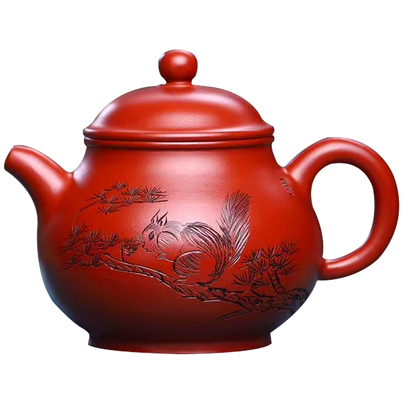 

Royal pot teapot yixing recommended pure manual 9 hole kung fu tea set undressed ore mud dahongpao squirrel zhu pan pot