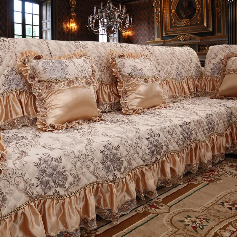 European style sofa mat modern four seasons non-slip living room simple combination sets of hand towels cover custom | Дом и сад