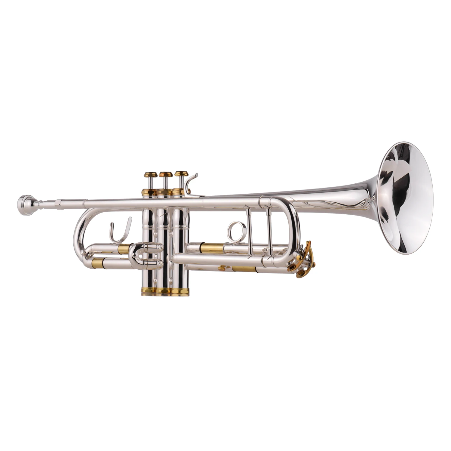 

Muslady Prefessional Bb Trumpet Brass Material Silver Plated Surface Wind Instrument