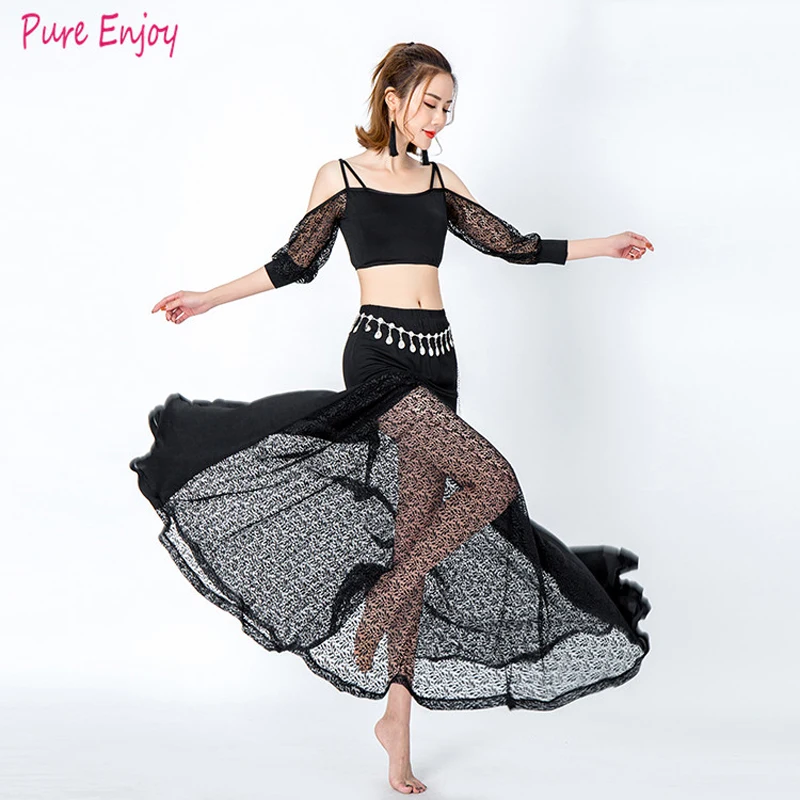 

2019 новый танцевальный костюм сексуальный ремень кружевная юбка позирует восточных танцев начинающих практиковать одежду костюмы танец жи...