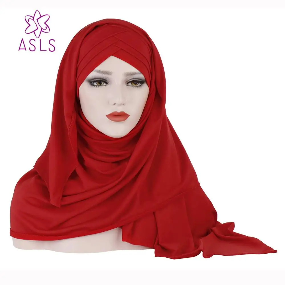 Шелковый монохромный шарф шапка Малайзия мусульманская женская модная с