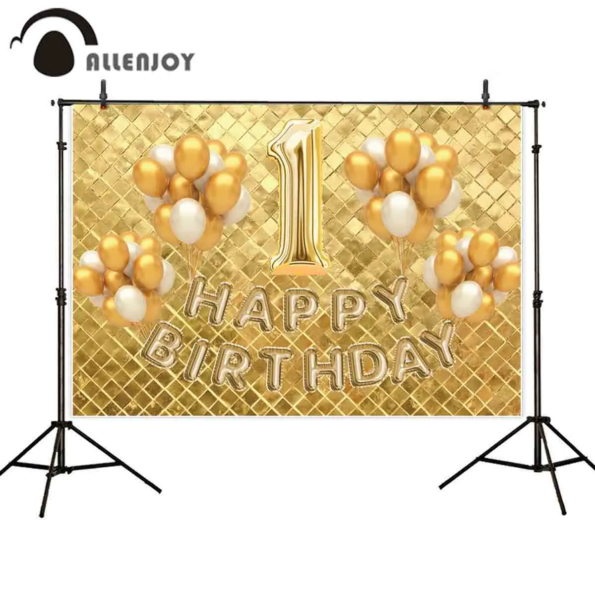 Allenjoy фоны на 1 й День рождения блестящие золотые решетчатые шары для вечерние
