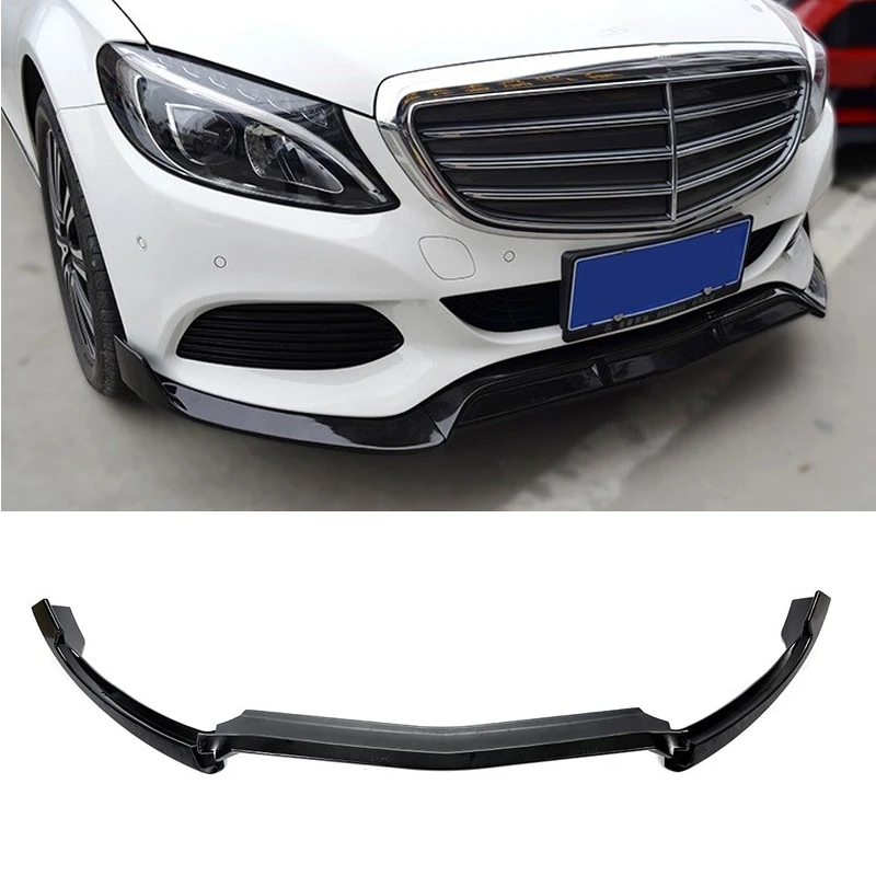 W205 Car Front Lip Chin Bumper Spoiler Splitters Body Kit For Mercedes-Benz C Class Sport C250 C300 C350 2015-2019 3Pc | Автомобили и