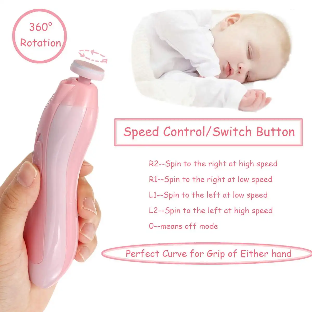 Electric Baby Nail File Clippers Toes Fingernail Cutter Trimmer Manicure Tool Lightweight And Compact Perfect Gifts For | Мать и ребенок