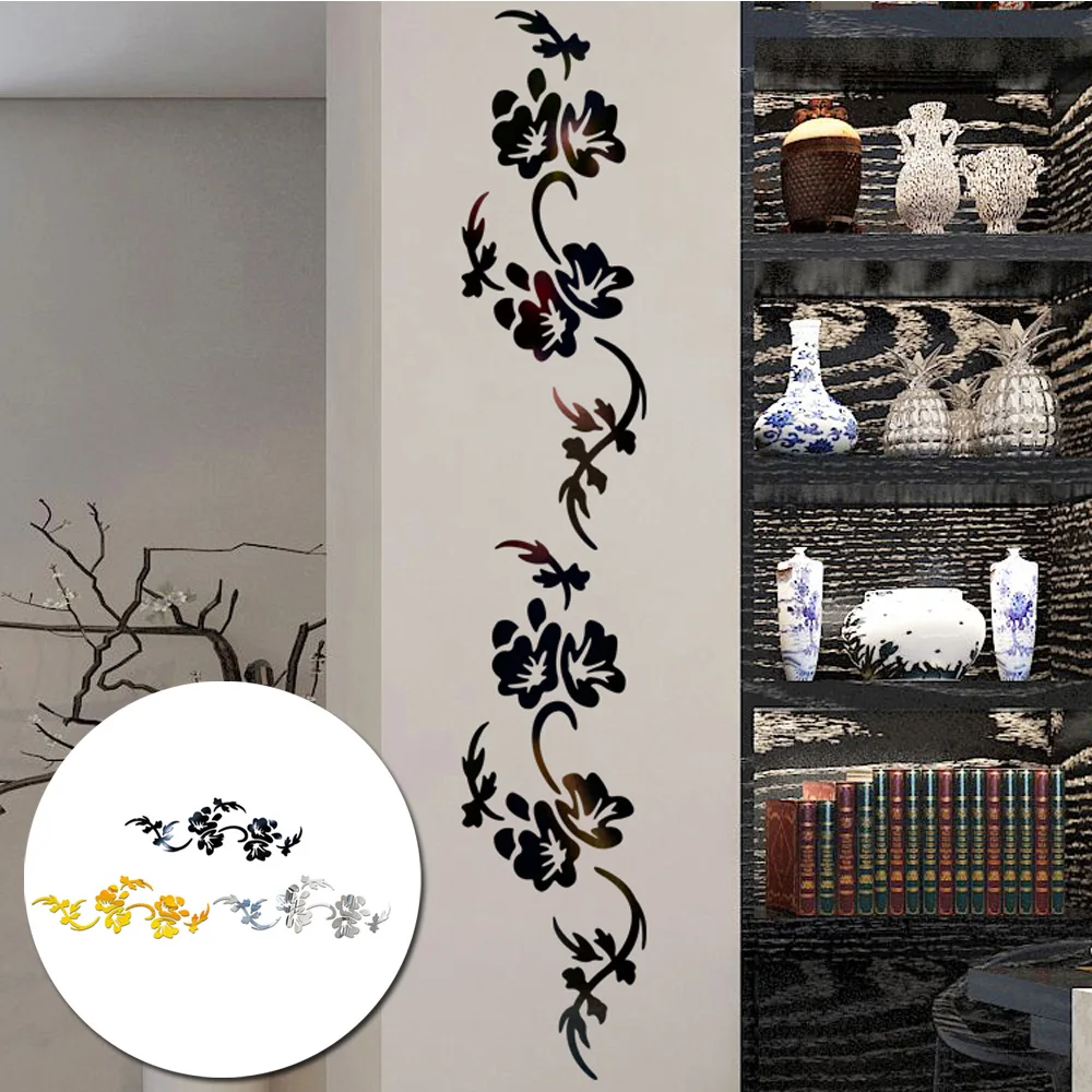 DIY акриловая зеркальная настенная наклейка Светоотражающая в виде цветочной