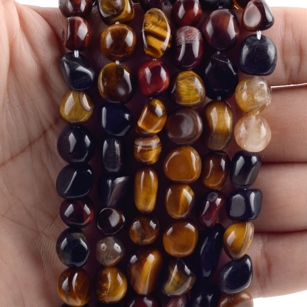 

Natural Irregular Multicolor Tiger Eye Stone Chip Gravel Beads For Jewelry Making DIY Bracelet Necklace 8-10MM