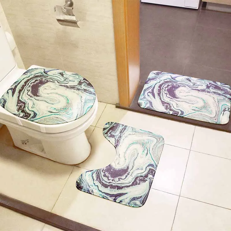 3d marble bathroom floor mats set three piece toilet seat cover flannel anti slip carpet shower decoration rug entrance door mat free global shipping