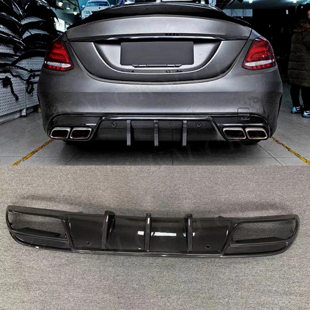 FD style Задний спойлер из углеродного волокна для Mercedes Benz C class W205 Sedan 4 двери C180 C200 C300 C63- защита Бампера - Цвет: FD style