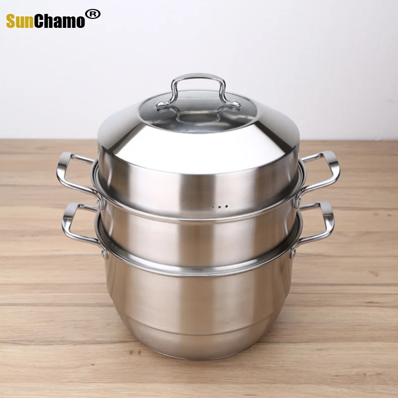 

304 Steamer Stainless Steel Three-layer Two-layer Double-layer Thickened Double Boilers Bottom Pot