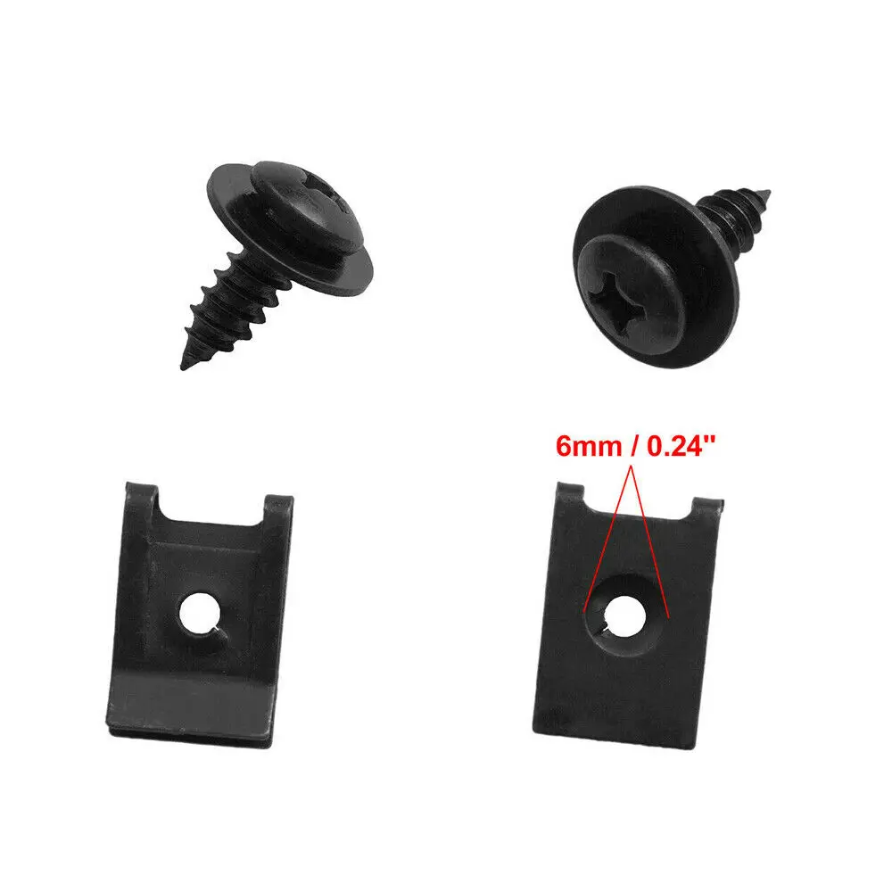 

15 X Sets Clips & Screws Spring Black Fastener Metal U-Type Panel Parts