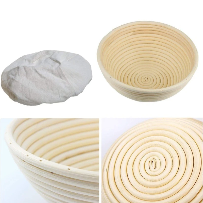 Круглый Banneton проверок корзин комплект-Brot формы Unbleached натуральный тростниковый