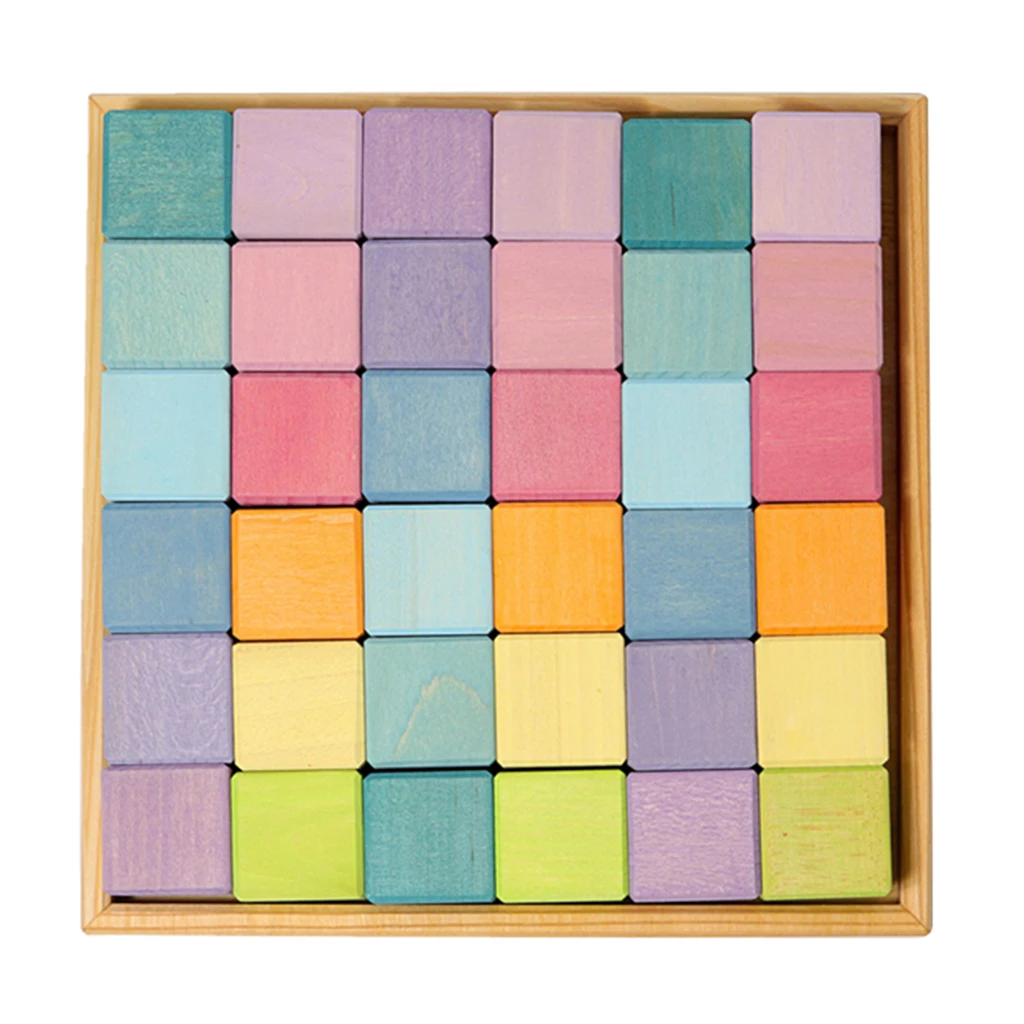 

36Pcs 4cm Wooden Building Blocks Toy Game For Children Puzzle Educational Toy