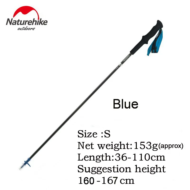 S blue Naturehike Carbon Fiber 4 секции сверхлегкие треккинговые палки Вольфрамовая сталь трость Беговая Пешие прогулки альпеншток S153g - Цвет: S blue