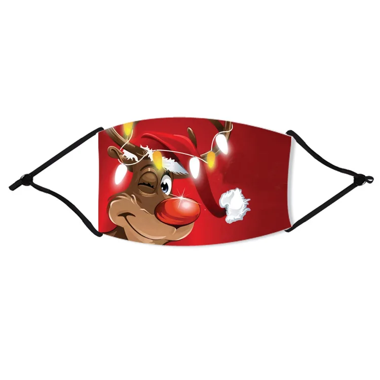

1PCS Mouth Mask Christmas Tree Santa Snowman Cartoon Printing Cotton Washable Fashion Face Mask Anti Dust with PM2.5 Filter