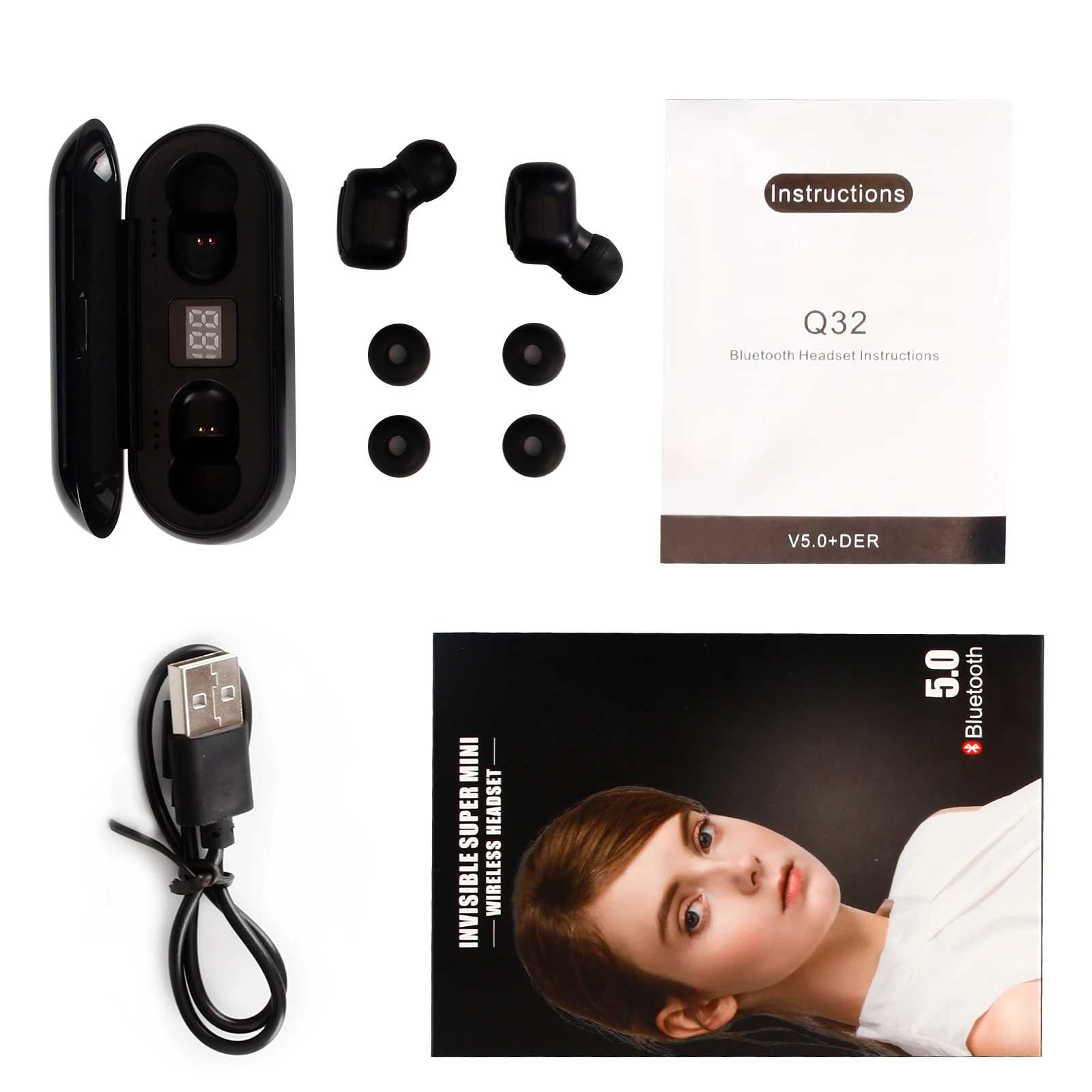 Беспроводные стереонаушники Twinbuys TWS Q32-1 bluetooth-гарнитура с микрофоном для Xiaomi Samsung
