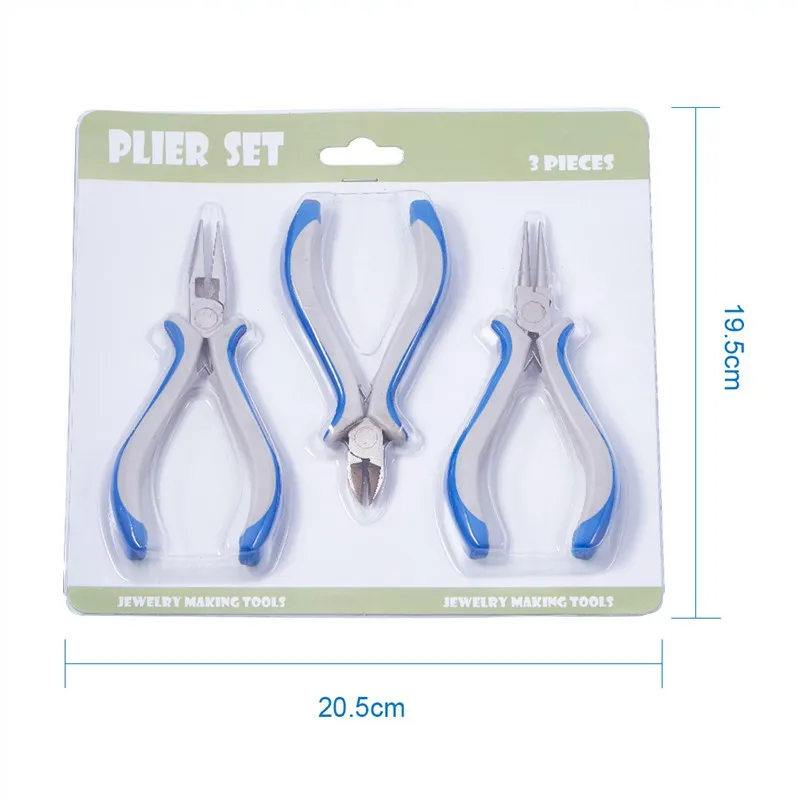 

PandaHall Hot DIY Handmade Jewelry Making DIY Tool & Equipment Sets Plier Sets Round Nose Side Cutting Wire Cutters Pliers Blue