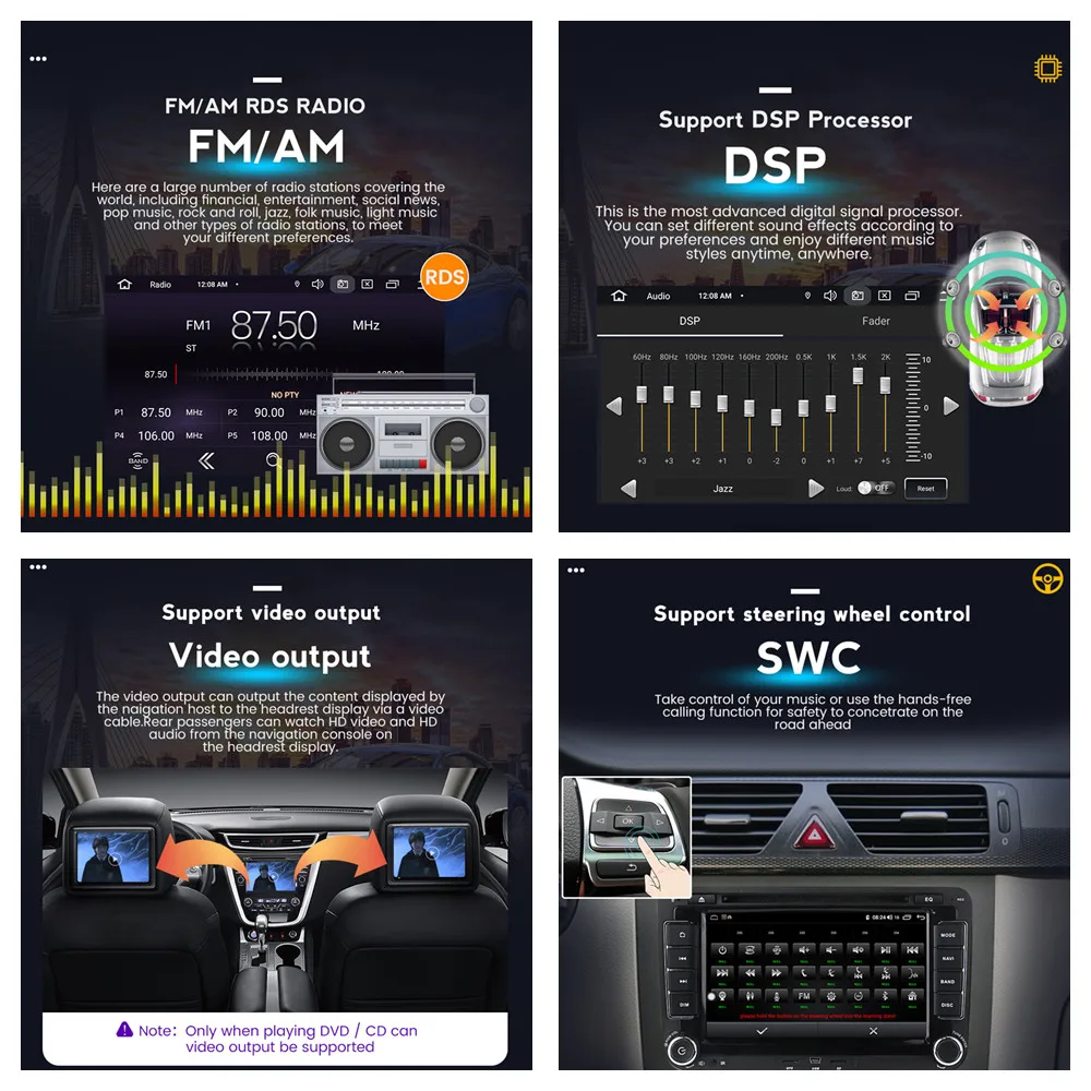 Автомобильный DVD-плеер PX5 DSP 2 DIN Android 11 Восьмиядерный 4 Гб + 64 ГБ для Toyota Auris 2008-2012