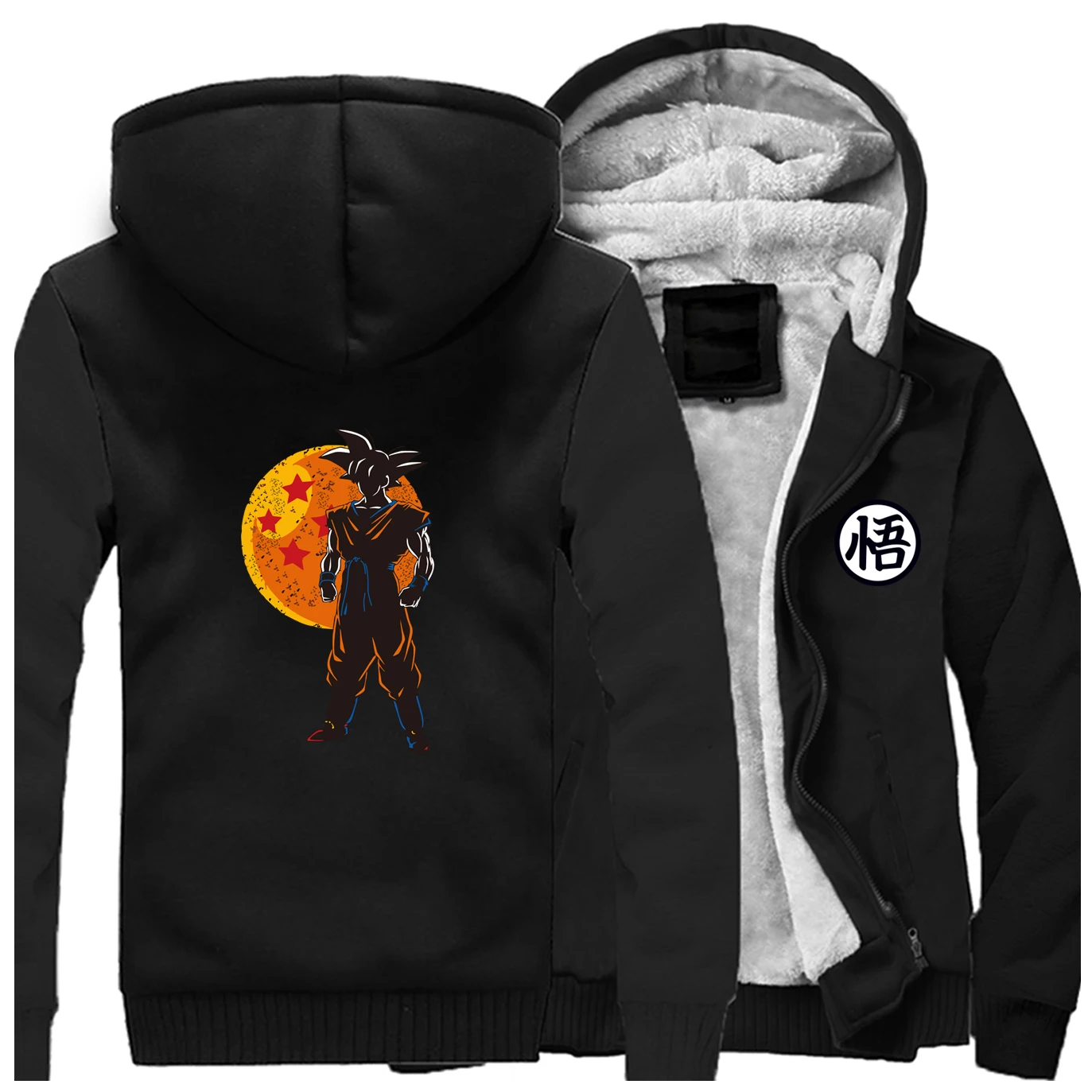 Saiyan Dragon Ball Япония Аниме толстовки Harajuku Модный повседневный мужской жакет толстовка флисовая зимняя теплая Стрекоза уличная - Цвет: Black