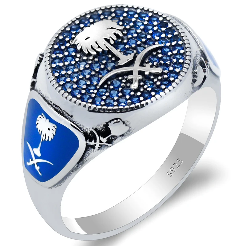 Новое 925 пробы Серебряное кольцо для мужчин женщин исламские двойные мечи