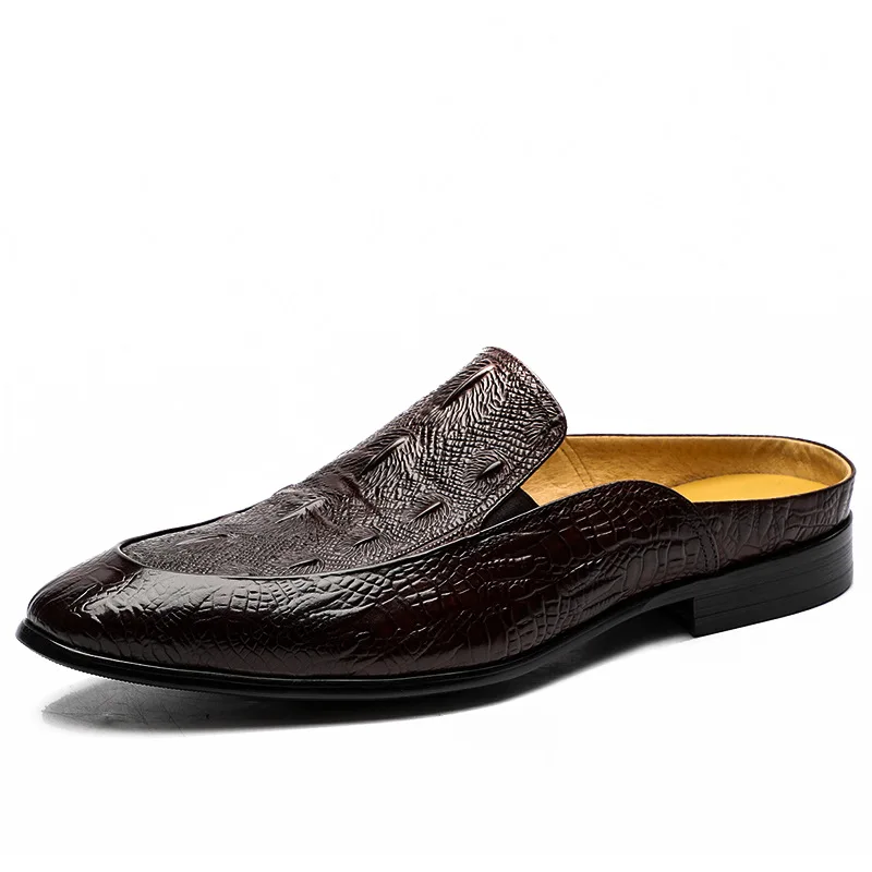 

2021 Baotou Wear Men's Leather Shoes Trendy Fashion Half-wear Outer-penetrating Men's Shoes Men Sandals Leather KV002
