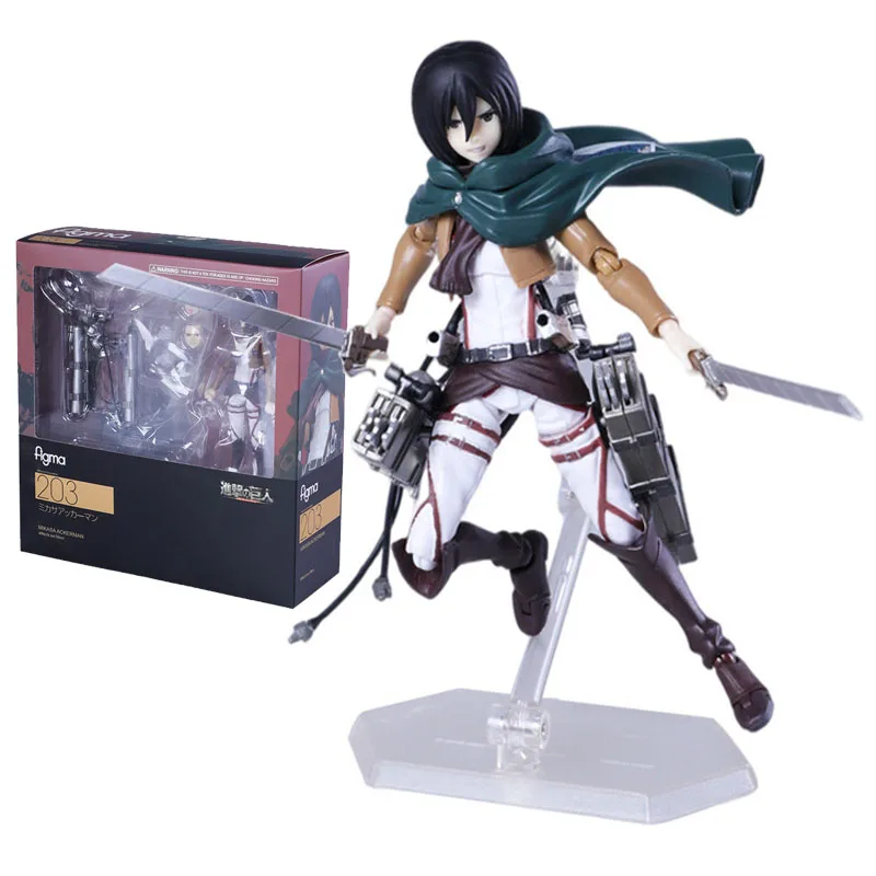 

19cm Anime Attack on Titan Figma Eren Jaeger 207 Mikasa Ackerman 203 Levi Ackerman 213 PVC Action Figure Collectible Model Gift